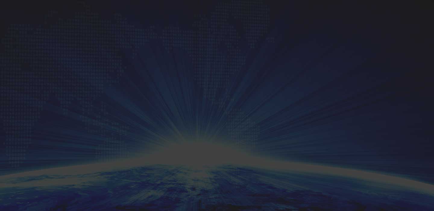 Abstract dark blue background with a glowing horizon line and radiating light rays, evoking a calm, informative mood